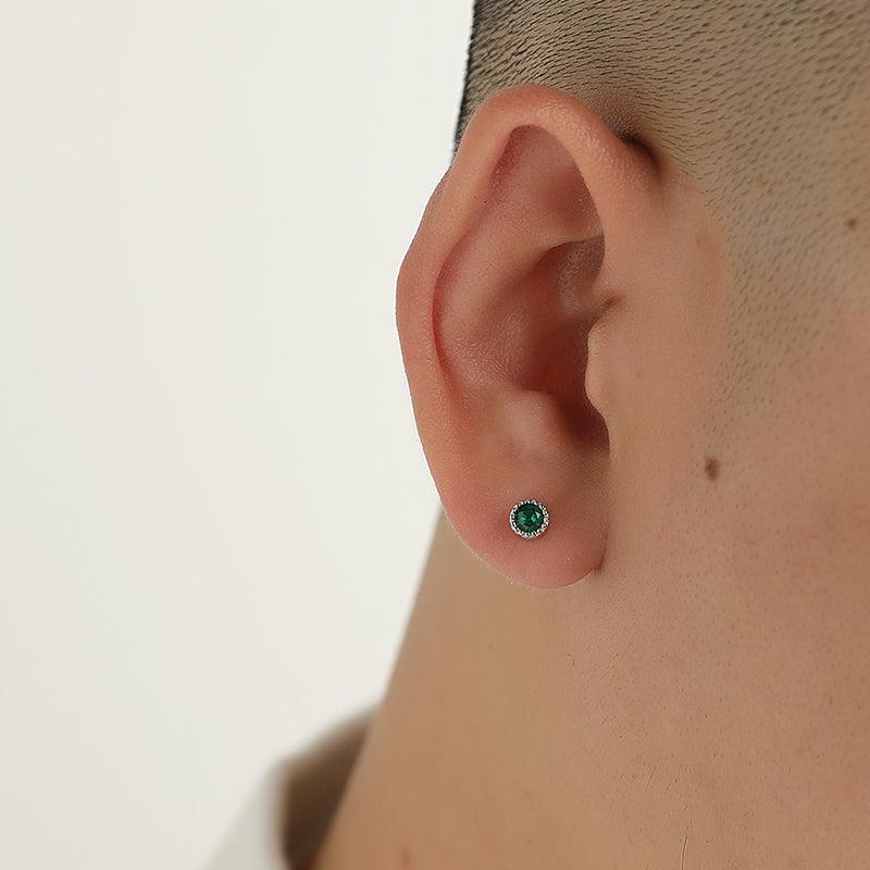 Green Round Zircon Stud Earrings