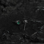 Green Round Zircon Stud Earrings