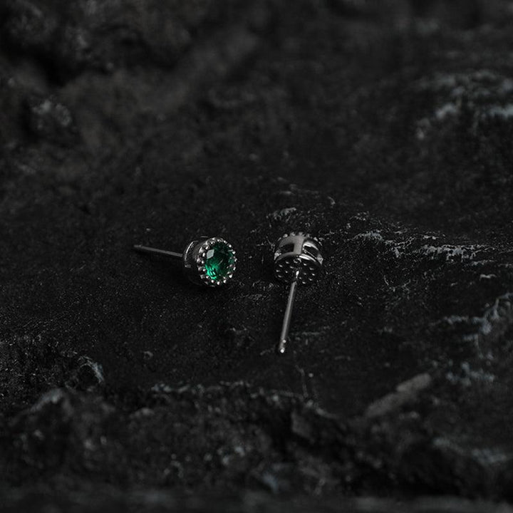 Green Round Zircon Stud Earrings