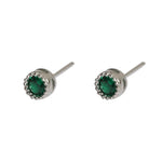Green Round Zircon Stud Earrings