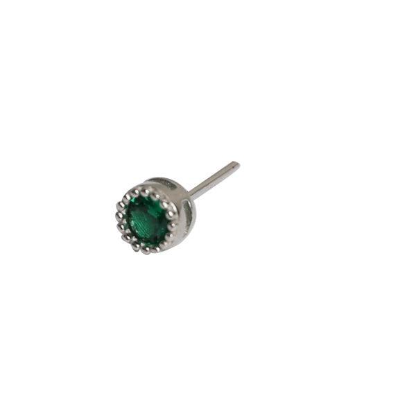 Green Round Zircon Stud Earrings