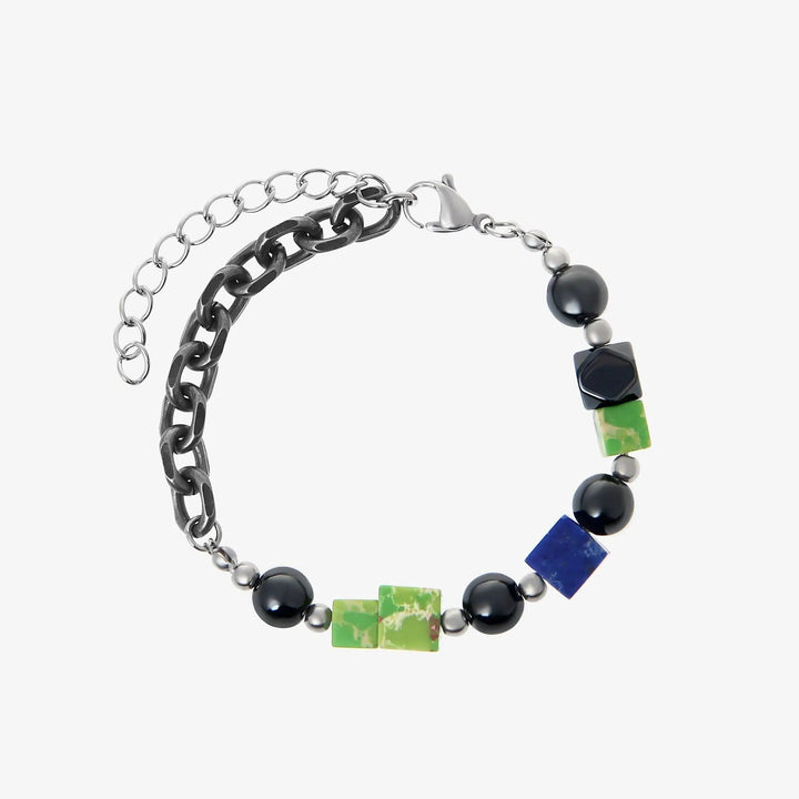 Green Square Beaded Necklace & Bracelet