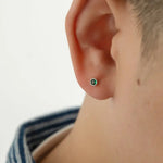 Green Threaded Round Earring