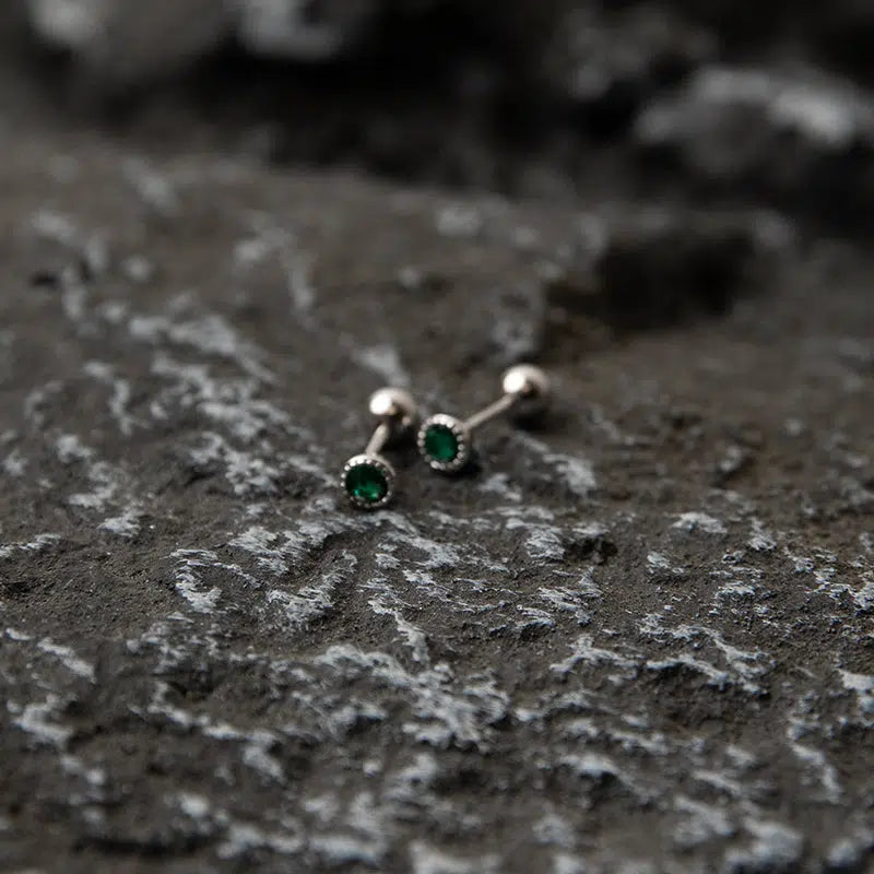 Green Threaded Round Earring