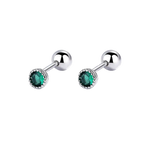 Green Threaded Round Earring