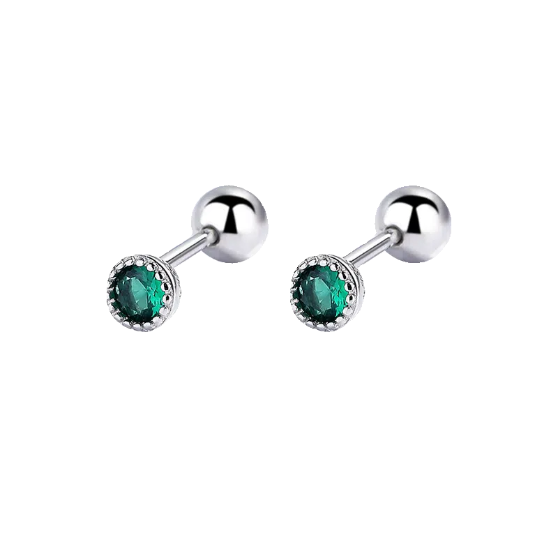 Green Threaded Round Earring
