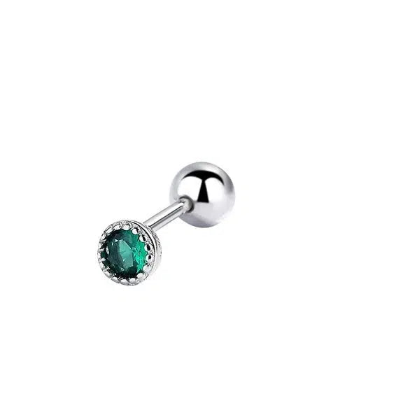 Green Threaded Round Earring