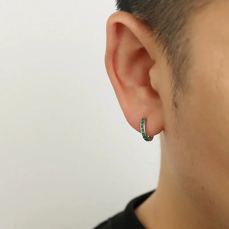 Green Zircon Hoop Earrings