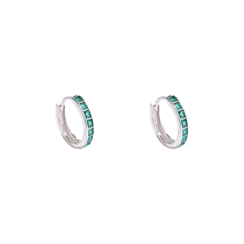 Green Zircon Hoop Earrings