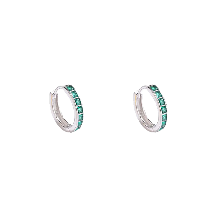 Green Zircon Hoop Earrings