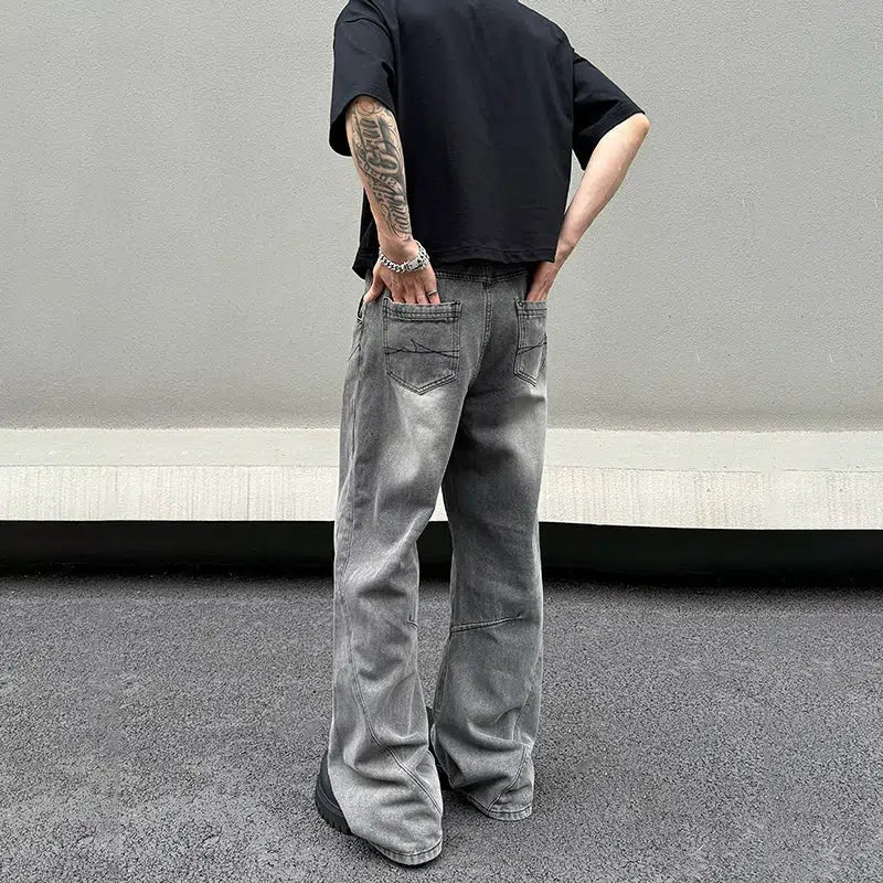Grey Relaxed Fit Straight-leg Jeans