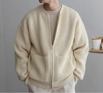 Grey Zip Knit Cardigan