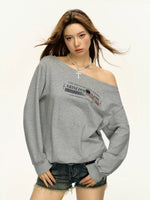 Grey off-the-shoulder T-shirt