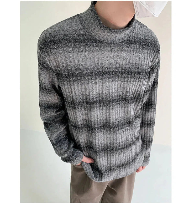 Half-Turtle Striped Bottoming Shirt