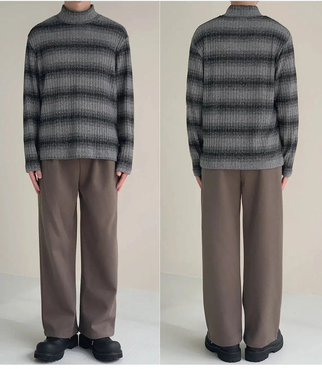 Half-Turtle Striped Bottoming Shirt