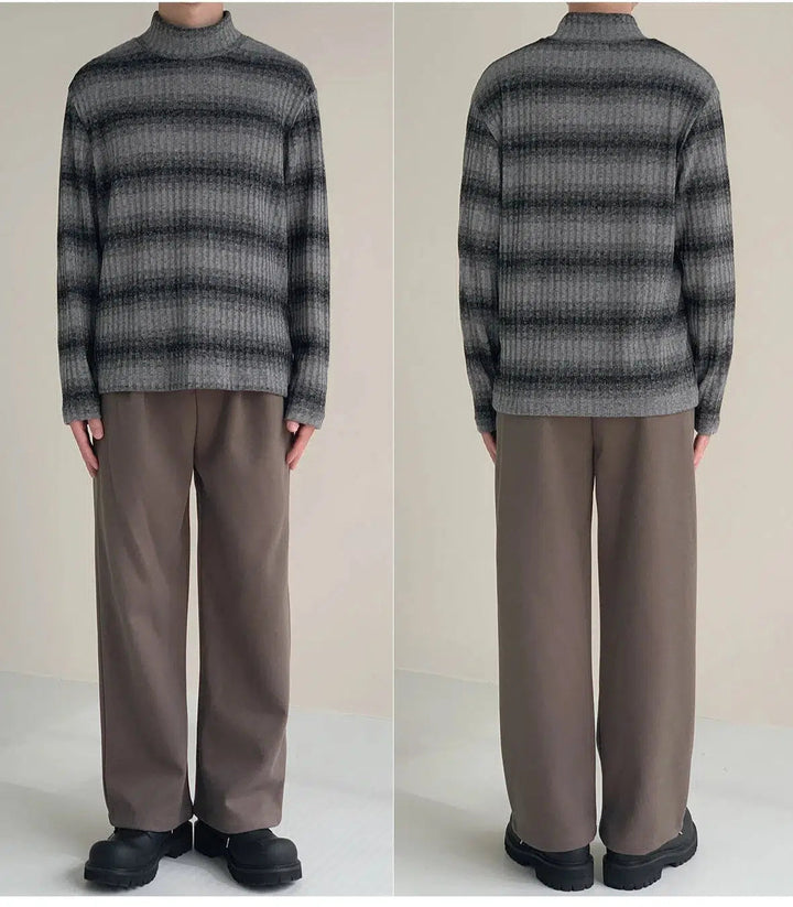 Half-Turtle Striped Bottoming Shirt