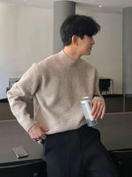 Half-Turtleneck Pleated Stretch Sweater