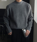 Half-Turtleneck Pleated Stretch Sweater