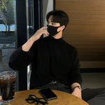 Half-Turtleneck Pleated Stretch Sweater