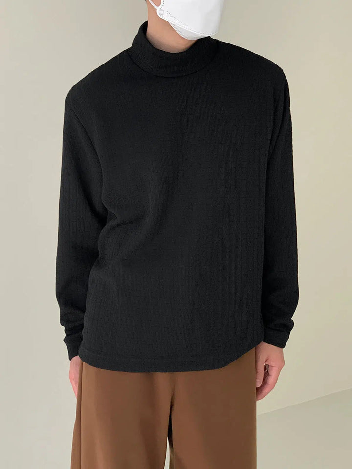 Half Turtleneck Thick Striped Shirt