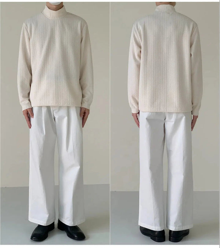 Half Turtleneck Thick Striped Shirt