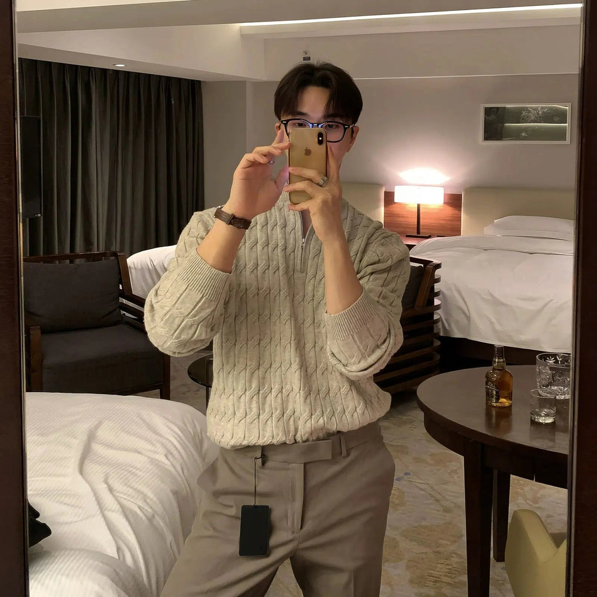 Half Zip Cable Knit Sweater