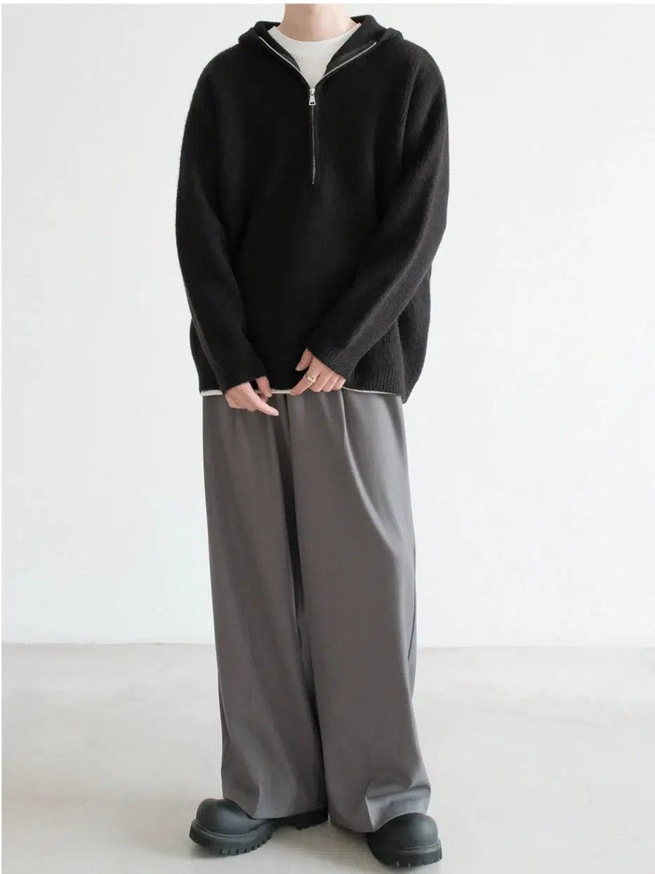 Half-Zip Hooded Knit Sweater