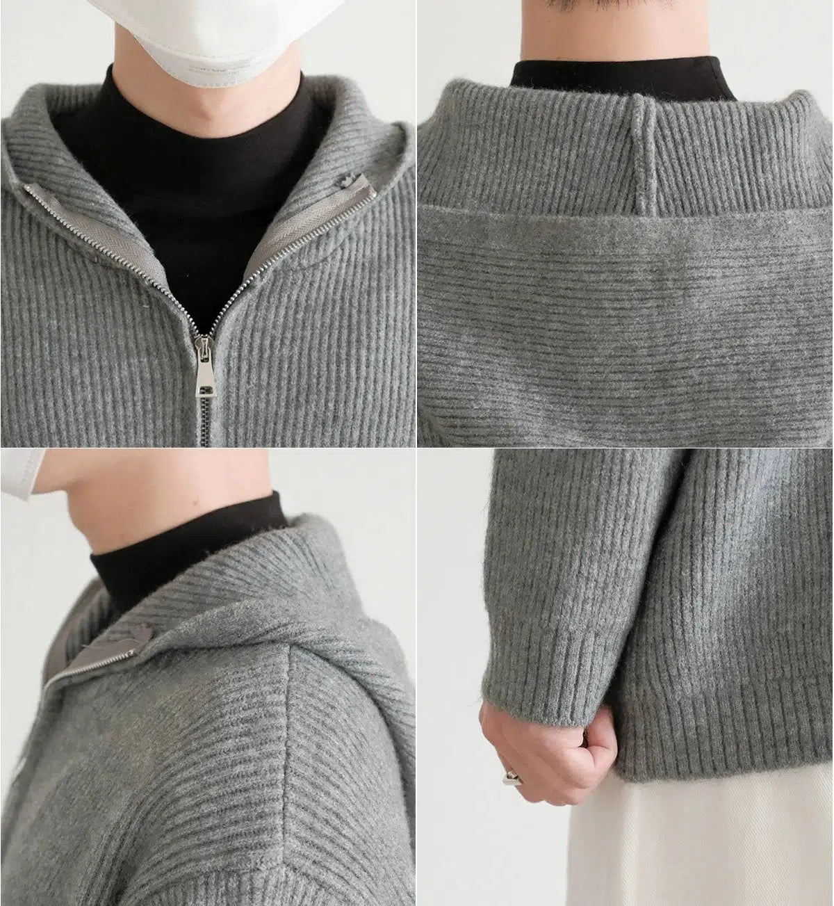 Half-Zip Hooded Knit Sweater