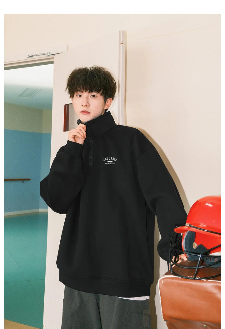 Polo Hoodie with Logo Accent