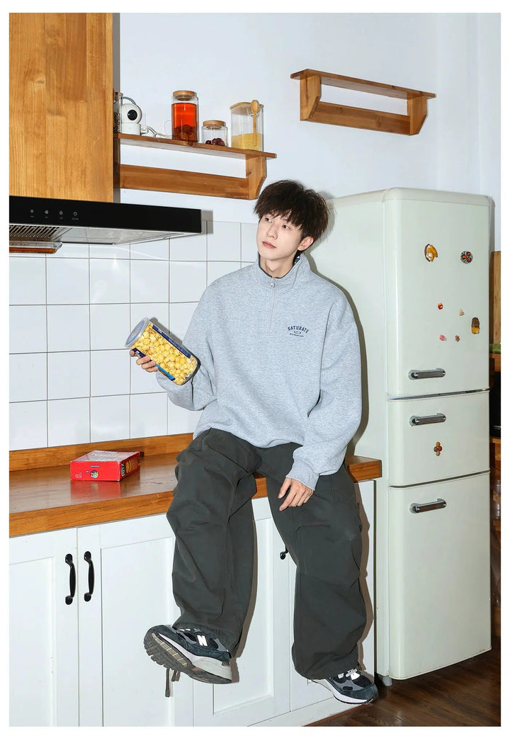 Polo Hoodie with Logo Accent