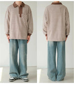 Half-Zip Striped Polo Shirt