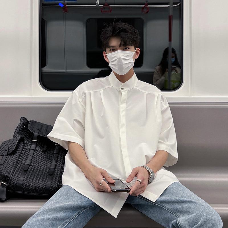 Half-neck Button-down Shirt