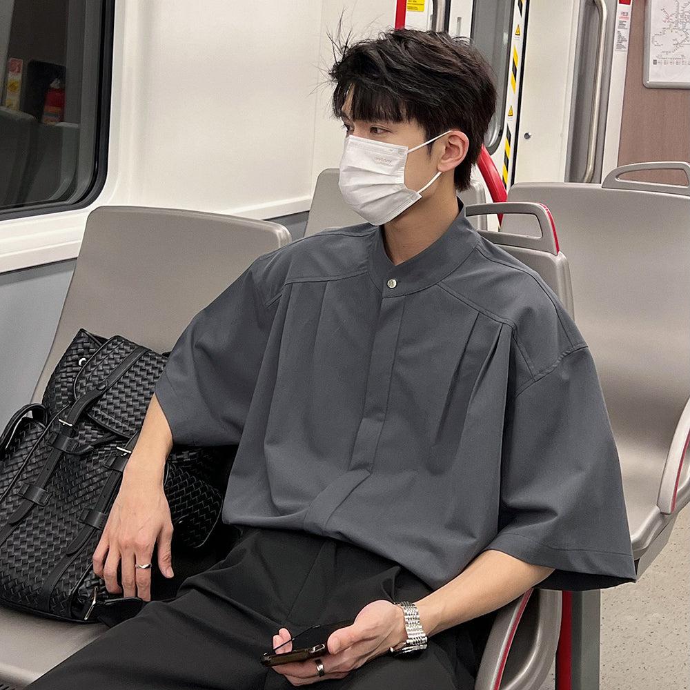 Half-neck Button-down Shirt