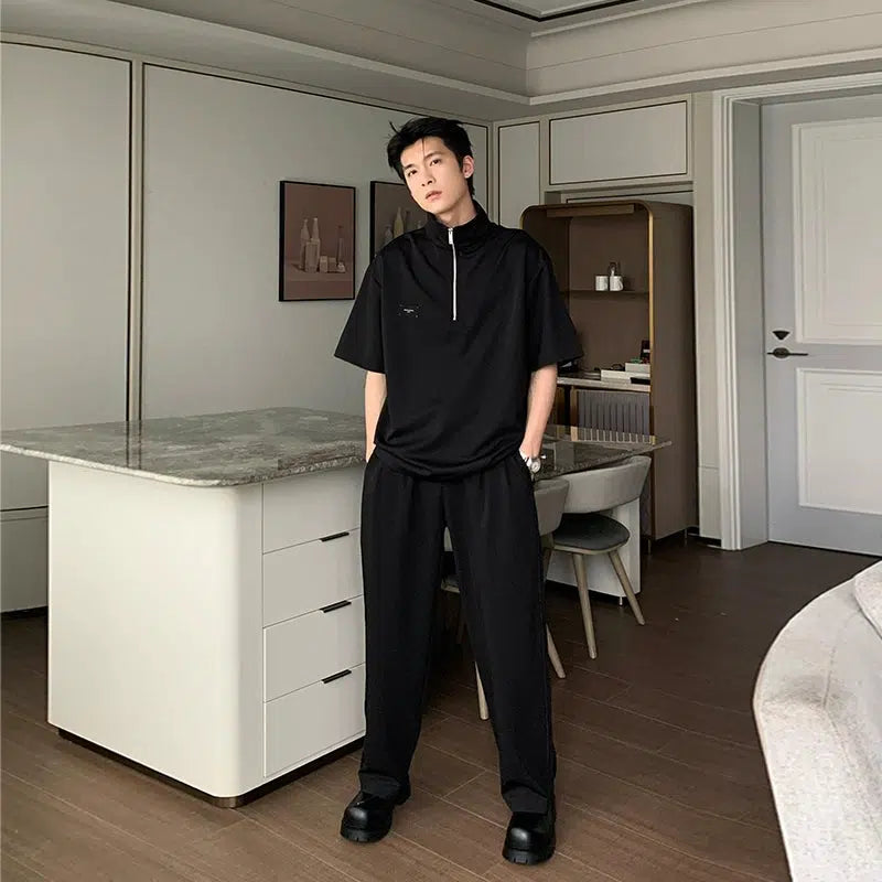 Half-zip POLO T-shirt