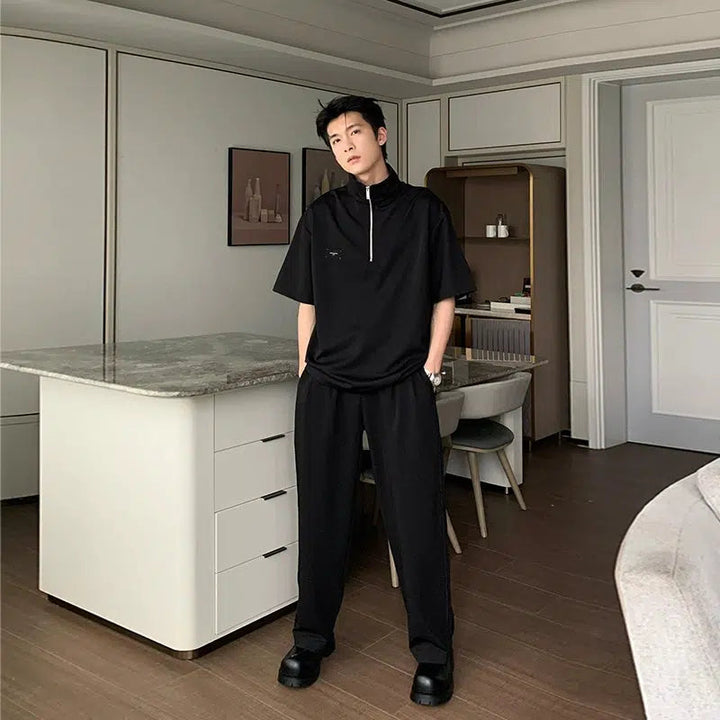 Half-zip POLO T-shirt