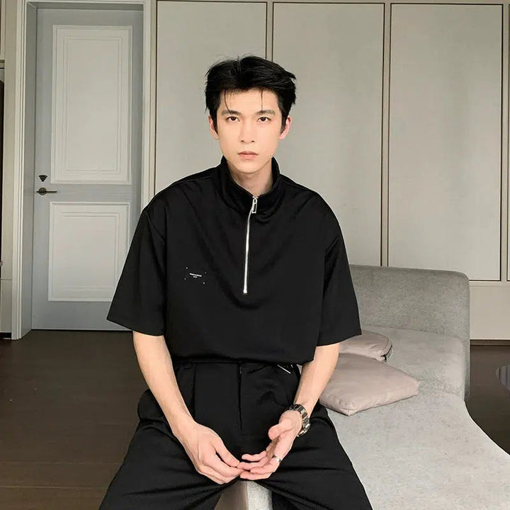 Half-zip POLO T-shirt