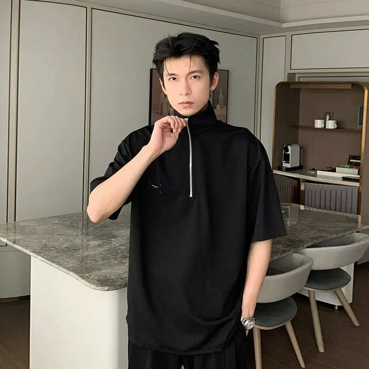 Half-zip POLO T-shirt
