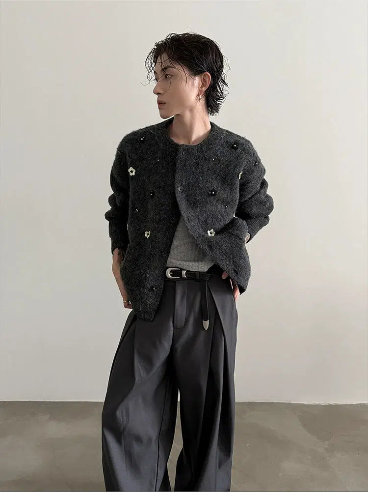 Hand-Beaded Cozy Knit Cardigan