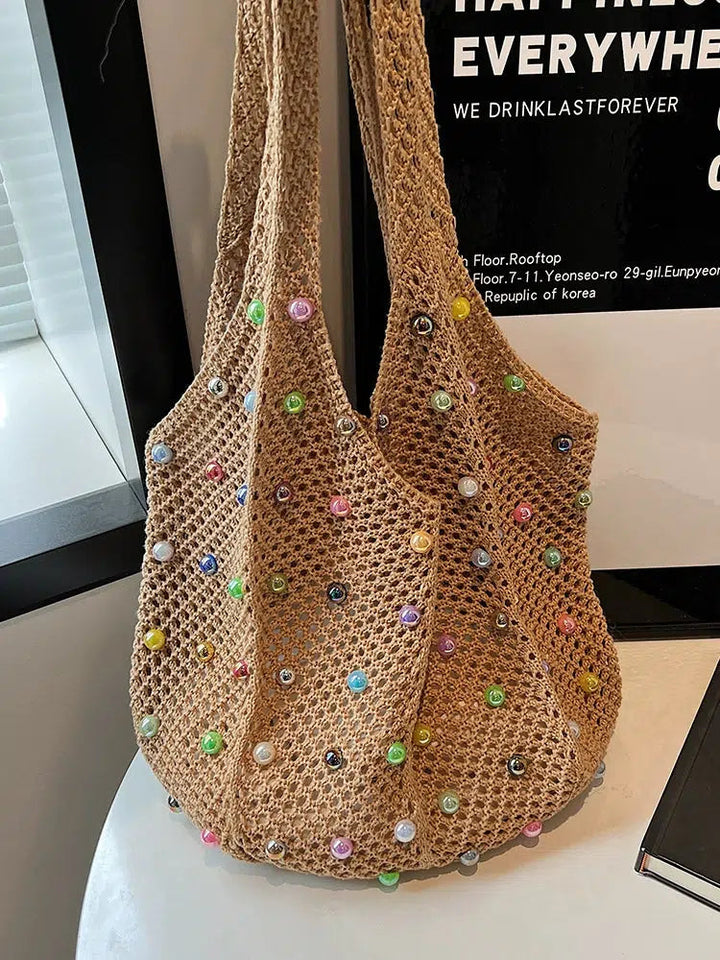 Handmade Beaded Crochet Tote Bag