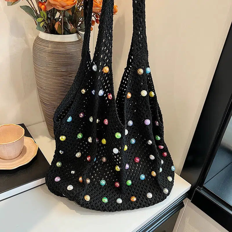 Handmade Beaded Crochet Tote Bag