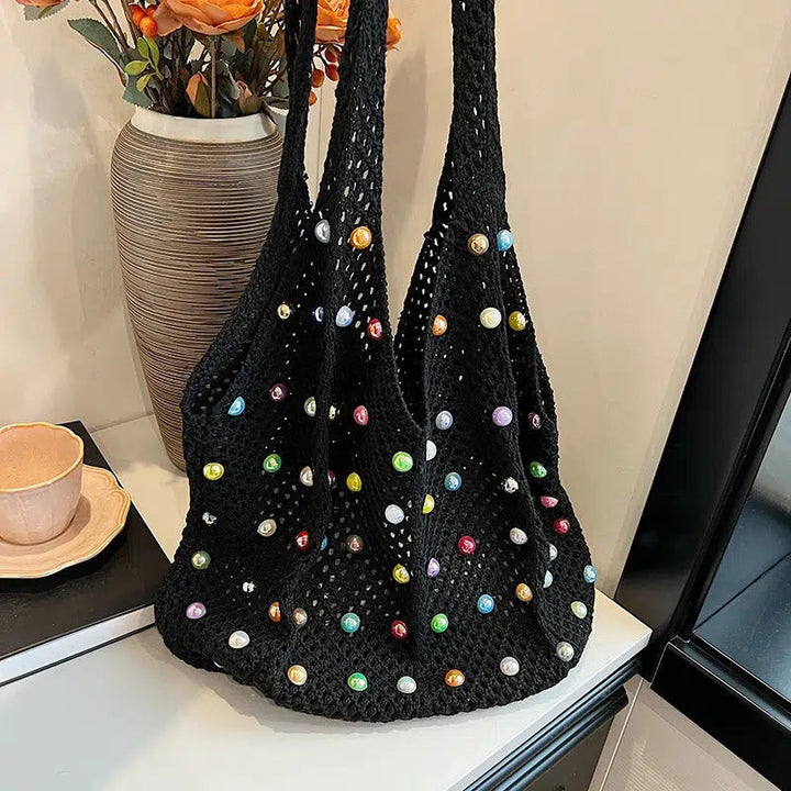 Handmade Beaded Crochet Tote Bag