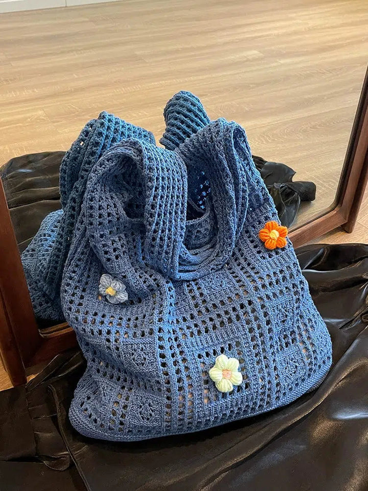 Handmade Crochet Flower Tote Bag