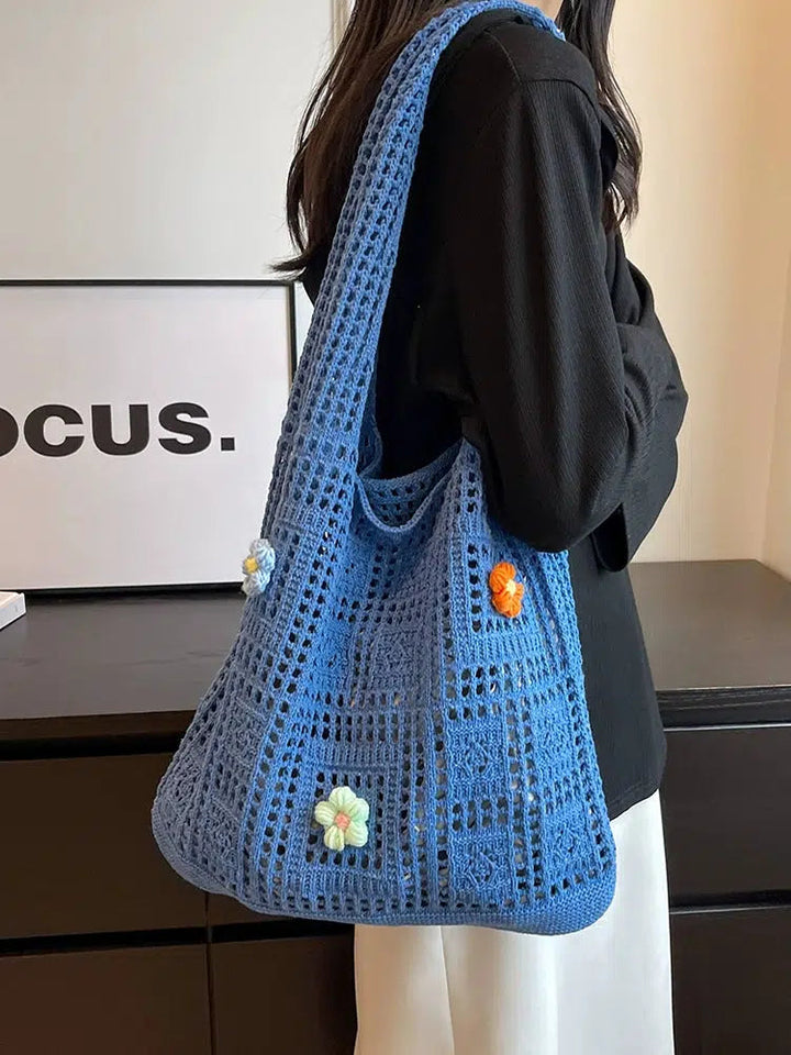 Handmade Crochet Flower Tote Bag