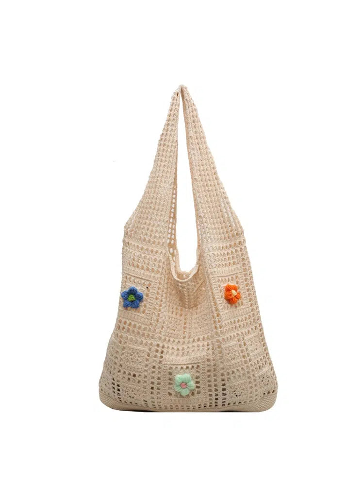 Handmade Crochet Flower Tote Bag