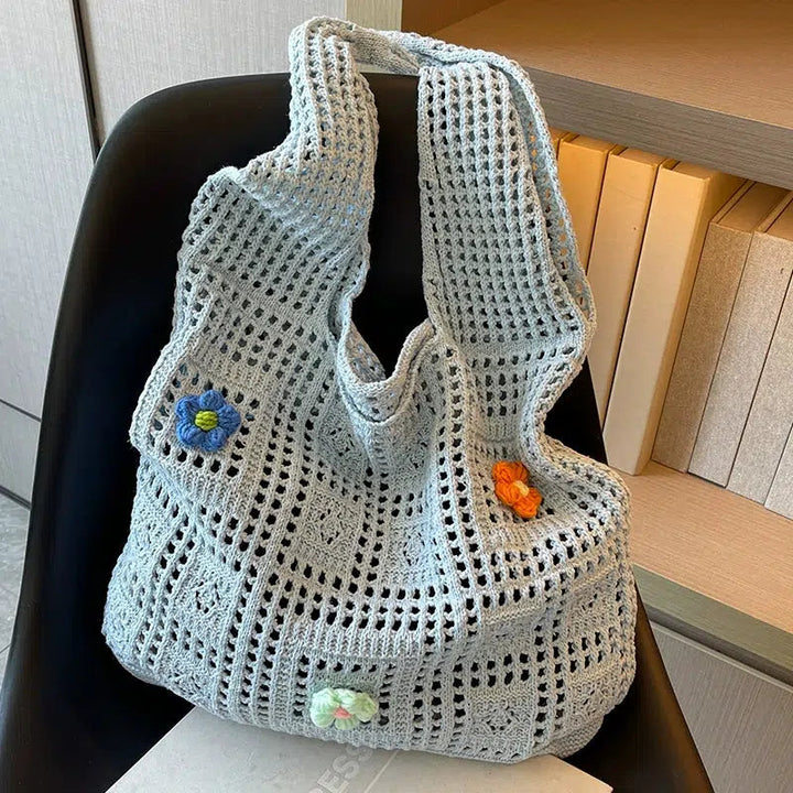 Handmade Crochet Flower Tote Bag