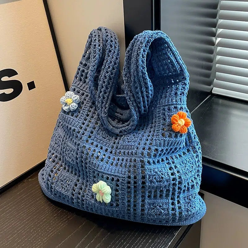 Handmade Crochet Flower Tote Bag