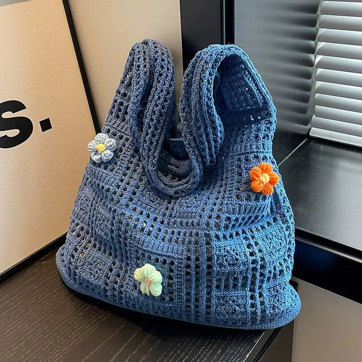 Handmade Crochet Flower Tote Bag