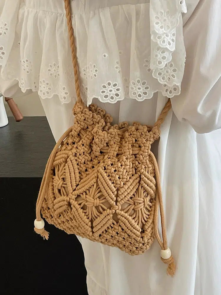 Handmade Macrame Drawstring Bag