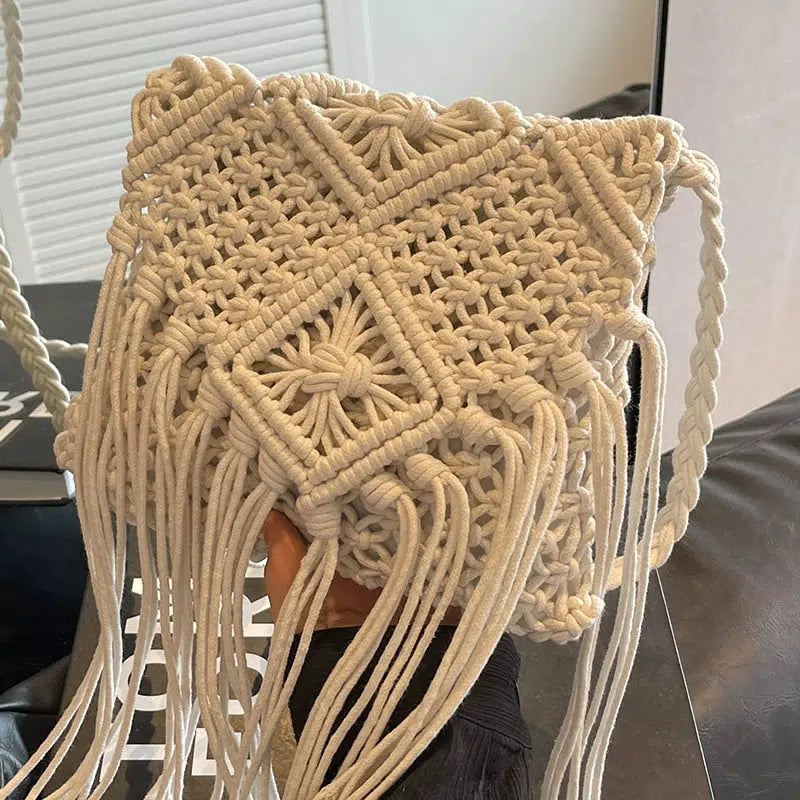 Handmade Macrame Fringe Shoulder Bag