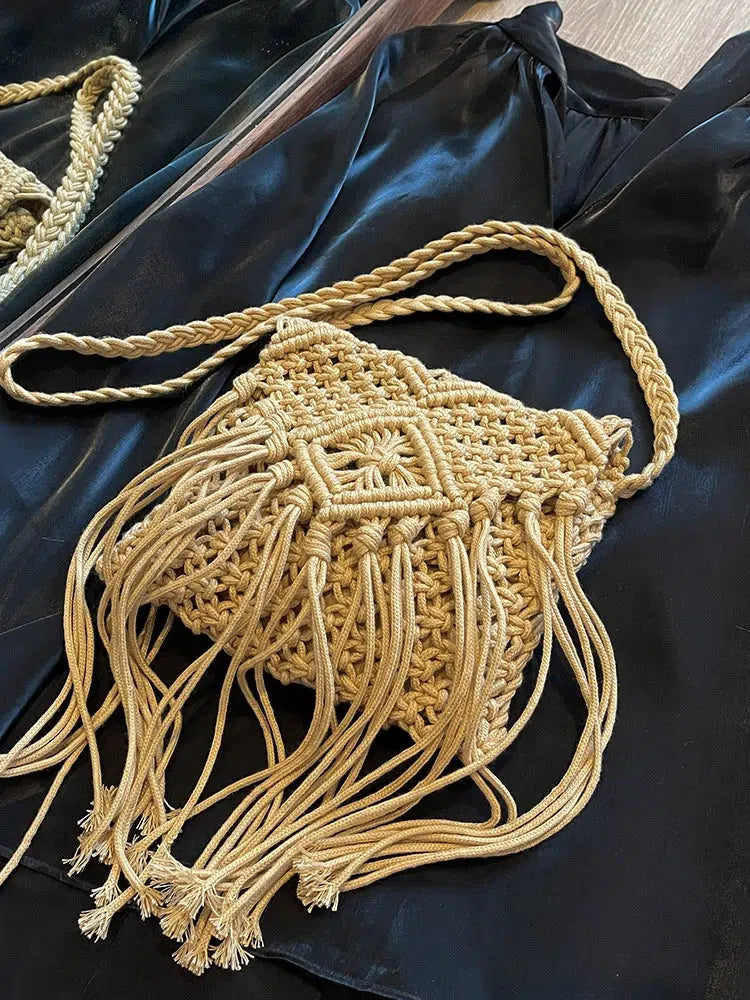 Handmade Macrame Fringe Shoulder Bag